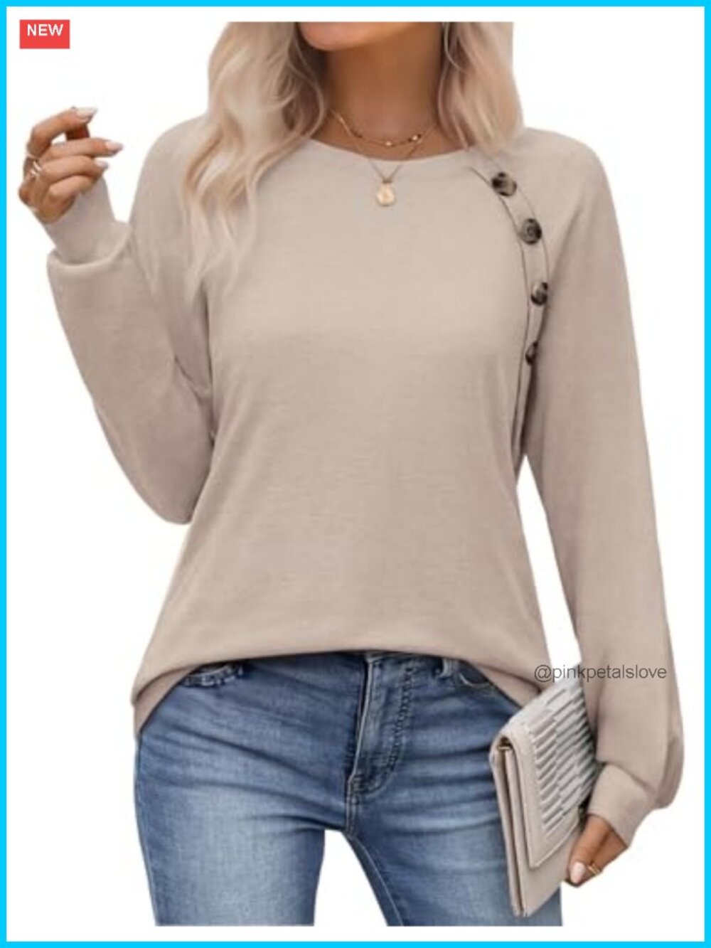 Zeagoo Womens Long Sleeve Tunic Top Button Crew Neck Fall Work Blouse